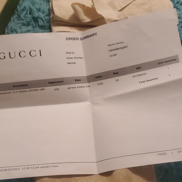 Gucci Black Flat Marmont Leather Thong! Size 39 New in Box - Picture 9 of 17